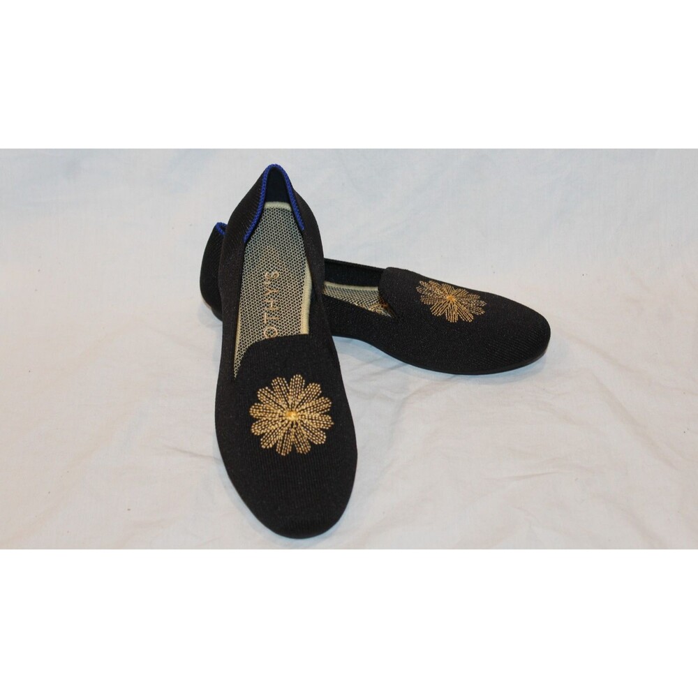 Rothy’s Limited Edition Holiday Golden Sunburst Loafer Flats Black Gold Size 7.5